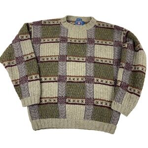 Vintage Chaps Ralph Lauren Sweater Men Large Shetland Wool Hand Knit Grandpa *